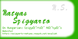 matyas szigyarto business card